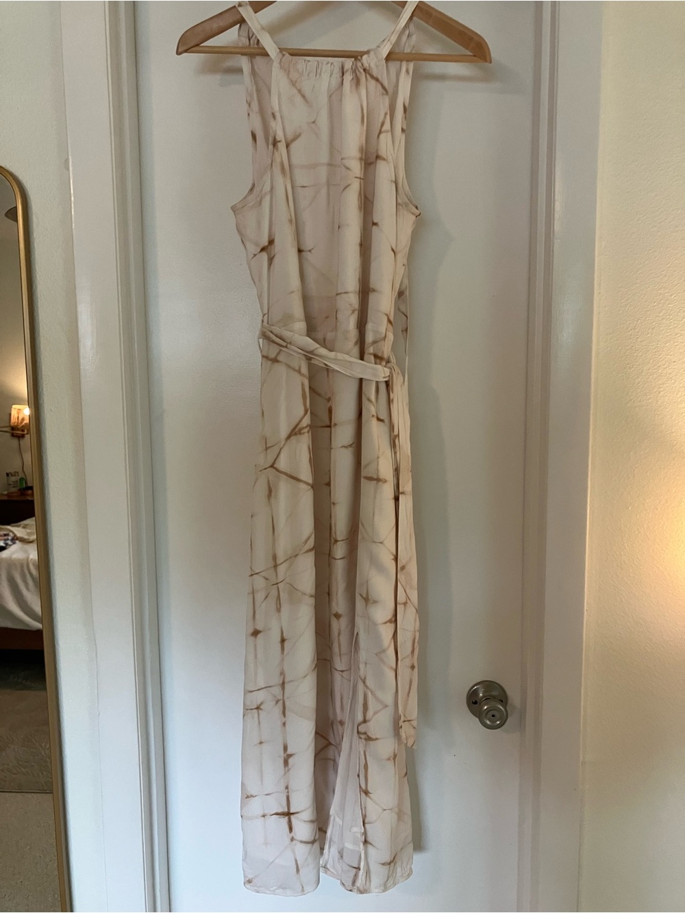 Anthropologie Cloth & Stone Side-Slit Shibori print halter dress, size Medium
